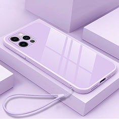 Coque Rebord Contour Silicone et Vitre Miroir Housse Etui M09 pour Apple iPhone 14 Pro Violet