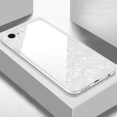 Coque Rebord Contour Silicone et Vitre Miroir Housse Etui P01 pour Apple iPhone 6S Plus Blanc