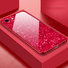 Coque Rebord Contour Silicone et Vitre Miroir Housse Etui P01 pour Apple iPhone 6S Plus Rouge