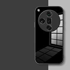 Coque Rebord Contour Silicone et Vitre Miroir Housse Etui P01 pour Oppo Find X7 5G Noir