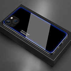 Coque Rebord Contour Silicone et Vitre Miroir Housse Etui pour Apple iPhone 13 Mini Bleu