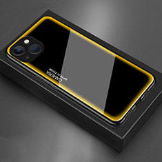 Coque Rebord Contour Silicone et Vitre Miroir Housse Etui pour Apple iPhone 13 Mini Jaune