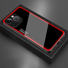 Coque Rebord Contour Silicone et Vitre Miroir Housse Etui pour Apple iPhone 13 Pro Max Rouge