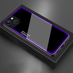 Coque Rebord Contour Silicone et Vitre Miroir Housse Etui pour Apple iPhone 14 Plus Violet