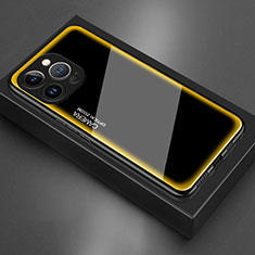 Coque Rebord Contour Silicone et Vitre Miroir Housse Etui pour Apple iPhone 14 Pro Max Jaune
