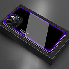 Coque Rebord Contour Silicone et Vitre Miroir Housse Etui pour Apple iPhone 15 Pro Violet