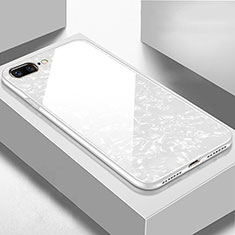 Coque Rebord Contour Silicone et Vitre Miroir Housse Etui pour Apple iPhone 7 Plus Blanc