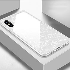 Coque Rebord Contour Silicone et Vitre Miroir Housse Etui pour Apple iPhone X Blanc