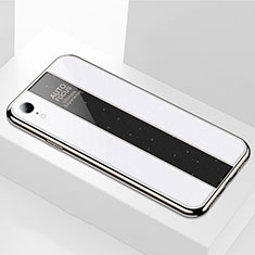 Coque Rebord Contour Silicone et Vitre Miroir Housse Etui pour Apple iPhone XR Blanc