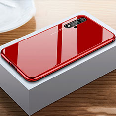 Coque Rebord Contour Silicone et Vitre Miroir Housse Etui pour Huawei Honor 20 Rouge