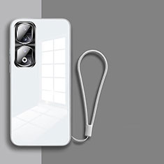 Coque Rebord Contour Silicone et Vitre Miroir Housse Etui pour Huawei Honor 90 Pro 5G Blanc