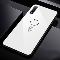 Coque Rebord Contour Silicone et Vitre Miroir Housse Etui pour Huawei Honor 9X Blanc