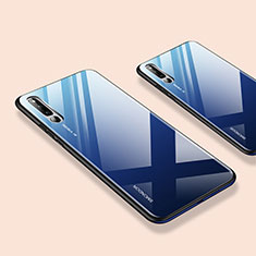 Coque Rebord Contour Silicone et Vitre Miroir Housse Etui pour Huawei Honor Magic 2 Bleu