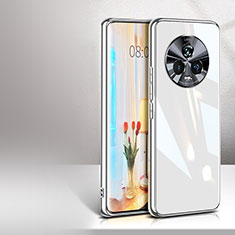 Coque Rebord Contour Silicone et Vitre Miroir Housse Etui pour Huawei Honor Magic5 5G Blanc