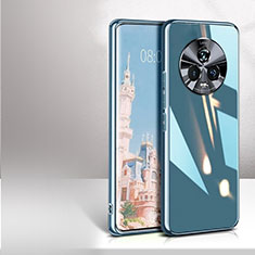 Coque Rebord Contour Silicone et Vitre Miroir Housse Etui pour Huawei Honor Magic5 5G Bleu