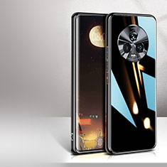 Coque Rebord Contour Silicone et Vitre Miroir Housse Etui pour Huawei Honor Magic5 5G Noir