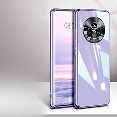 Coque Rebord Contour Silicone et Vitre Miroir Housse Etui pour Huawei Honor Magic5 5G Violet