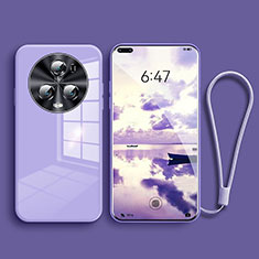 Coque Rebord Contour Silicone et Vitre Miroir Housse Etui pour Huawei Honor Magic5 Pro 5G Violet