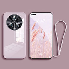 Coque Rebord Contour Silicone et Vitre Miroir Housse Etui pour Huawei Honor Magic5 Pro 5G Violet Clair