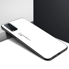 Coque Rebord Contour Silicone et Vitre Miroir Housse Etui pour Huawei Honor Play4T Pro Blanc