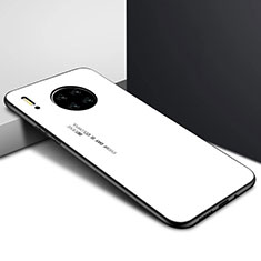 Coque Rebord Contour Silicone et Vitre Miroir Housse Etui pour Huawei Mate 30 Blanc