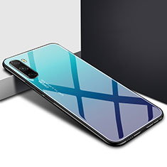 Coque Rebord Contour Silicone et Vitre Miroir Housse Etui pour Huawei Mate 40 Lite 5G Bleu Ciel