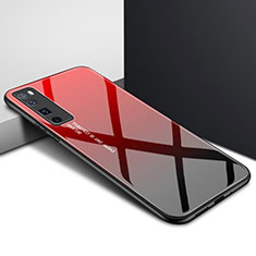 Coque Rebord Contour Silicone et Vitre Miroir Housse Etui pour Huawei Nova 7 Pro 5G Rouge
