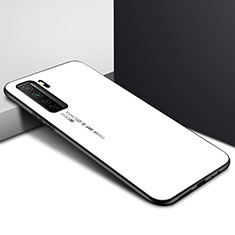 Coque Rebord Contour Silicone et Vitre Miroir Housse Etui pour Huawei Nova 7 SE 5G Blanc