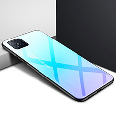 Coque Rebord Contour Silicone et Vitre Miroir Housse Etui pour Huawei Nova 8 SE 5G Bleu Ciel
