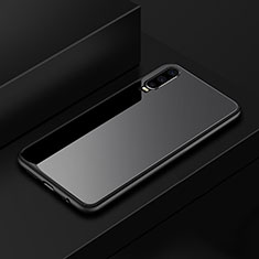 Coque Rebord Contour Silicone et Vitre Miroir Housse Etui pour Huawei P30 Noir