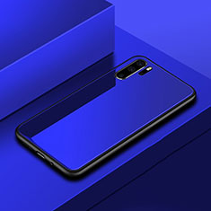 Coque Rebord Contour Silicone et Vitre Miroir Housse Etui pour Huawei P30 Pro New Edition Bleu