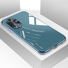 Coque Rebord Contour Silicone et Vitre Miroir Housse Etui pour Huawei P50 Pro Bleu