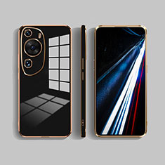 Coque Rebord Contour Silicone et Vitre Miroir Housse Etui pour Huawei P60 Art Noir