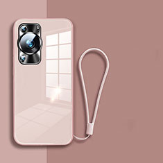 Coque Rebord Contour Silicone et Vitre Miroir Housse Etui pour Huawei P60 Or Rose