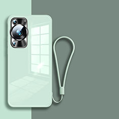 Coque Rebord Contour Silicone et Vitre Miroir Housse Etui pour Huawei P60 Vert