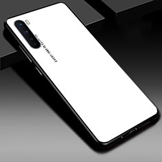 Coque Rebord Contour Silicone et Vitre Miroir Housse Etui pour OnePlus Nord Blanc