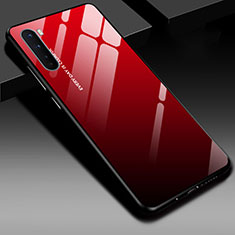 Coque Rebord Contour Silicone et Vitre Miroir Housse Etui pour OnePlus Nord Rouge et Noir
