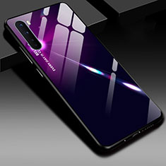 Coque Rebord Contour Silicone et Vitre Miroir Housse Etui pour OnePlus Nord Violet et Noir