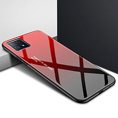 Coque Rebord Contour Silicone et Vitre Miroir Housse Etui pour Oppo A72 5G Rouge