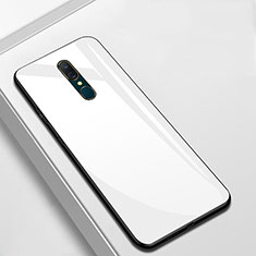 Coque Rebord Contour Silicone et Vitre Miroir Housse Etui pour Oppo A9X Blanc