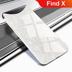 Coque Rebord Contour Silicone et Vitre Miroir Housse Etui pour Oppo Find X Blanc