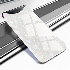 Coque Rebord Contour Silicone et Vitre Miroir Housse Etui pour Oppo Find X Super Flash Edition Blanc