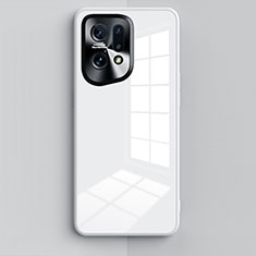 Coque Rebord Contour Silicone et Vitre Miroir Housse Etui pour Oppo Find X5 5G Blanc