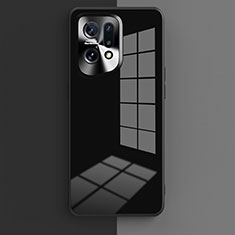 Coque Rebord Contour Silicone et Vitre Miroir Housse Etui pour Oppo Find X5 5G Noir