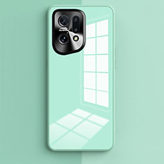 Coque Rebord Contour Silicone et Vitre Miroir Housse Etui pour Oppo Find X5 5G Pastel Vert