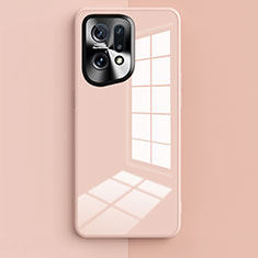 Coque Rebord Contour Silicone et Vitre Miroir Housse Etui pour Oppo Find X5 5G Rose