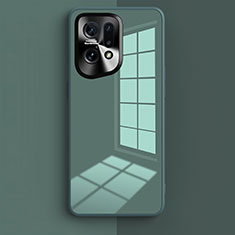Coque Rebord Contour Silicone et Vitre Miroir Housse Etui pour Oppo Find X5 5G Vert Nuit
