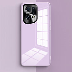 Coque Rebord Contour Silicone et Vitre Miroir Housse Etui pour Oppo Find X5 Pro 5G Violet Clair