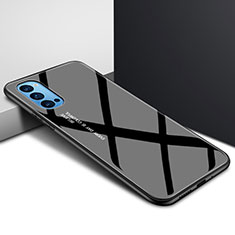 Coque Rebord Contour Silicone et Vitre Miroir Housse Etui pour Oppo Reno4 Pro 5G Noir