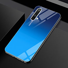 Coque Rebord Contour Silicone et Vitre Miroir Housse Etui pour Realme X50 5G Bleu